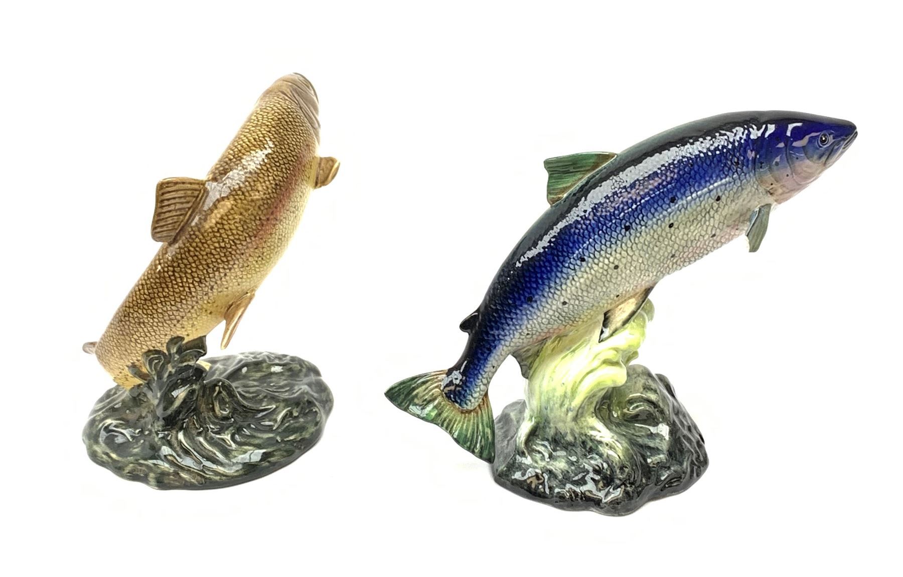 Two Beswick models of fish, Trout 1032 and Atlantic Salmon 1233, each with printed and impressed marks to base, largest H7.5cm. 