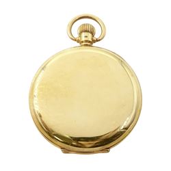Early-mid 20th century 9ct gold open face Vanguard keyless lever pocket watch by Waltham, Massachusetts, No. 29455279, white enamel dial with Arabic hour markers and subsidiary seconds dial, case by Dennison, Birmingham 1940, in velvet and silk lined case