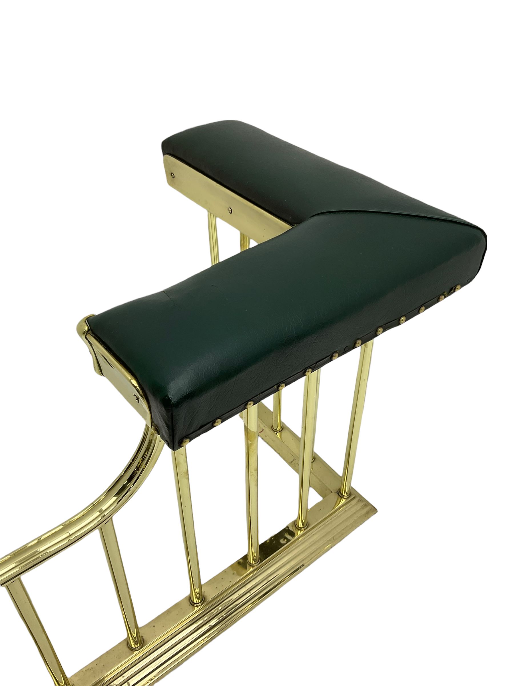 style brass club fire fender, corner leather seats, shaped
