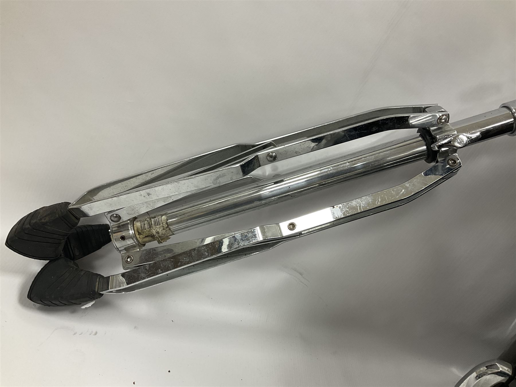 Pearl Vision SST Birch Ply shell four-piece drum kit in black comprising bass drum with foot pedal and three graduated toms; together with Pearl Custom Alloy Sensitone steel snare drum, drum and cymbal stands, microphone stand, stool and various drum sticks 