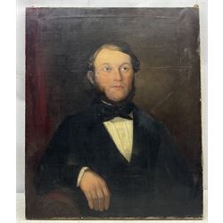 John L Ritchie (British 1809-1875): Portrait of a Victorian Gentleman, oil on canvas signed with initials and dated 1850 verso 76cm x 64cm (unframed)