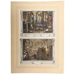 After William Hogarth (British 1697-1764): 'Industry and Idleness' series, complete set of twelve hand-coloured etchings individually titled and dated on the plate 1747, max 53cm x 35cm (7) (unframed)