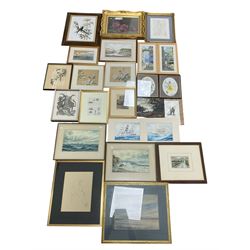 Collection of watercolours and other pictures, artists including FW Ridley (pair), AD Bell...