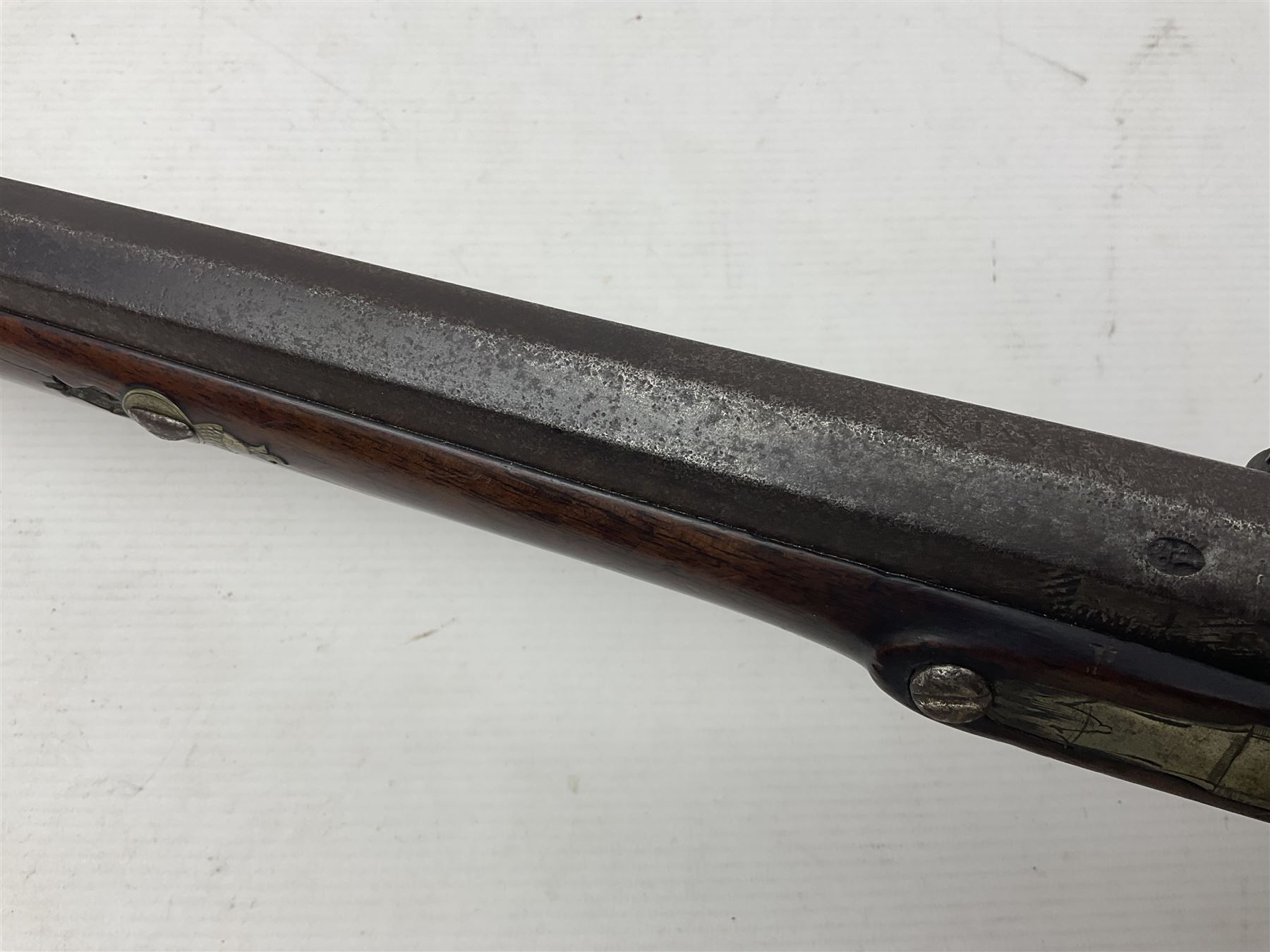 Early 19th century 20-bore flintlock converted to percussion fowling piece by Fisher, the 96.5cm(38