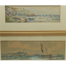 Austin Smith (British early 20th century): Runswick Bay and Off Scarborough, two watercolours signed, the former dated 1923, 14cm x 45cm and 16cm x 54cm (2)