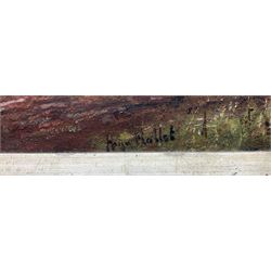 Henry Rollet (British exh.1886-1916): Ploughing the Fields at Dusk, oil on board signed 22cm x 27cm