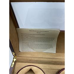 Electronic watch winder for three watches, in laminated mahogany finish, H24cm, W54cm