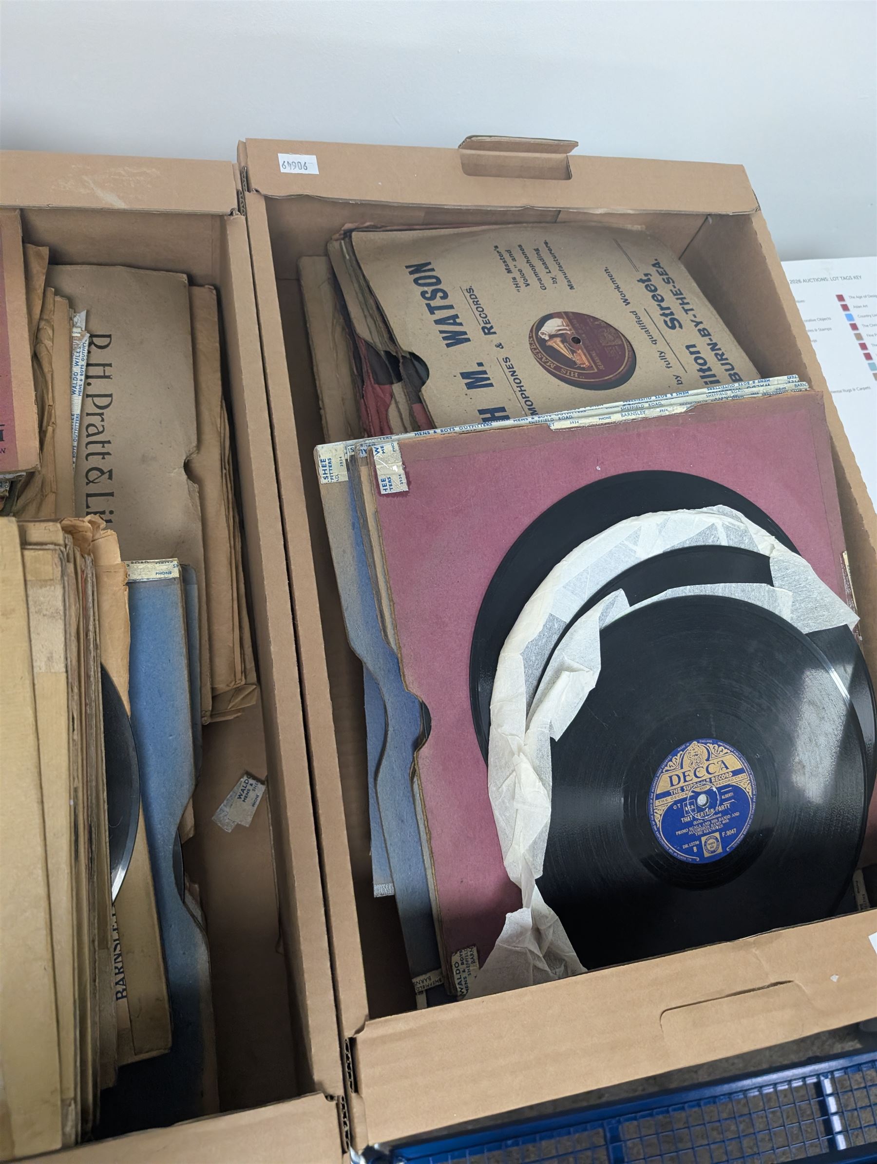Large collection of vinyl LPs, together with a small collection of 7 inch vinyl records and CDs, with a Dansette record player and a small Hi-Fi cabinet