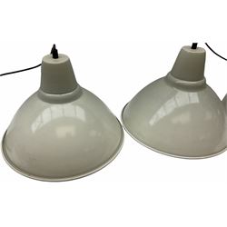 Pair of Industrial style cream metal light fittings, D38cm. 