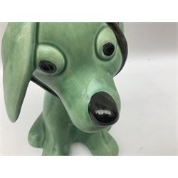 Sylvac 'toothache' dog in the green colourway, no 2451, with impressed beneath, H28.5cm