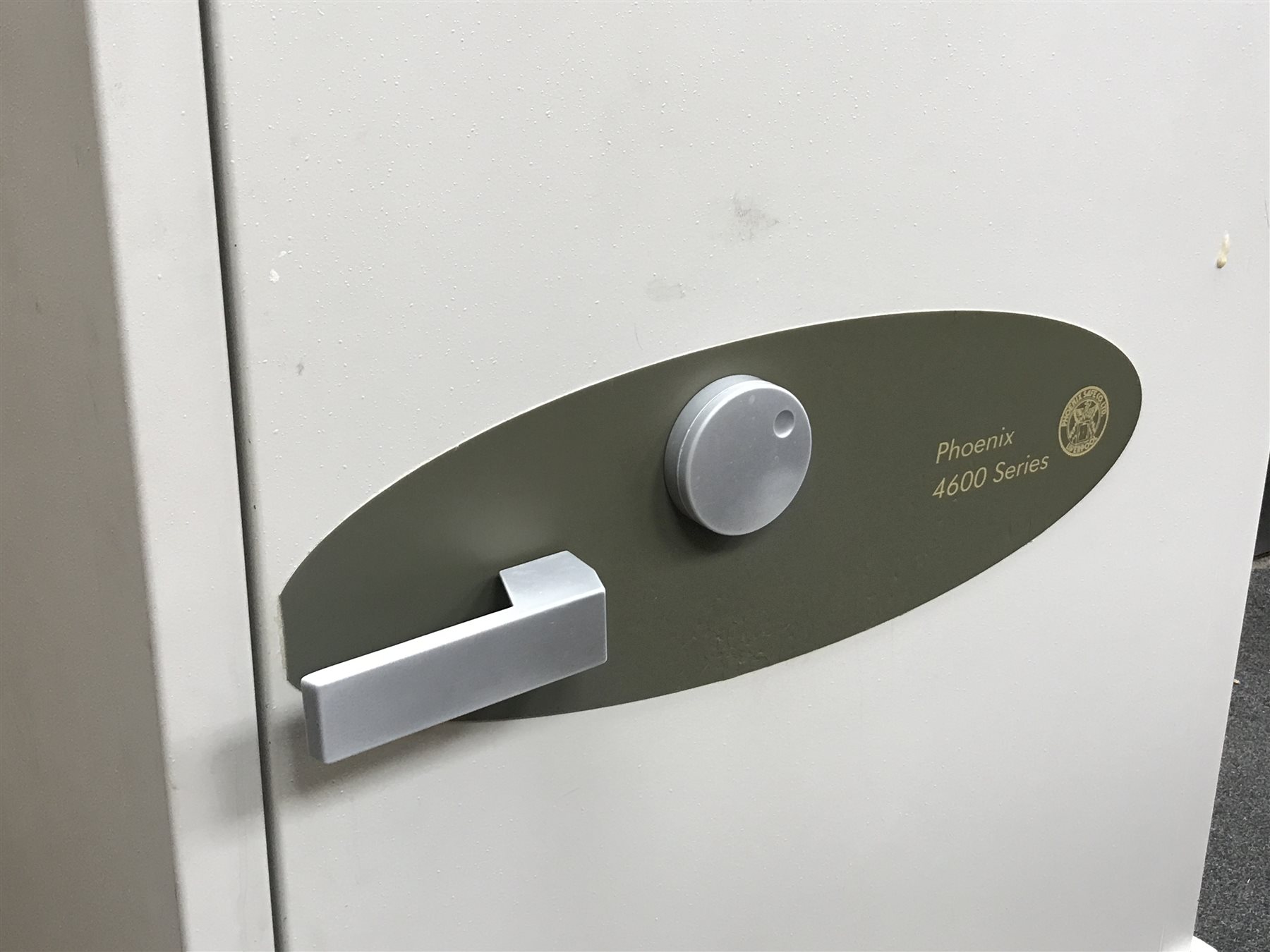 Large commercial safe by Phoenix, model no. 4602, interior fitted with three adjustable shelves, with two keys, external dimensions - W80cm (including hinges), H138cm, D64cm (including hinges), internal dimensions - W47cm, H93cm, D30cm 