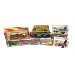 Dinky - Road Grader No.963; with blister box; Majorette Fire Engine No.3096; in window box; seven Matchbox 'Dinky Collection' die-cast models; all boxed; and American Popular Imports Inc. moulded resin fire engine; boxed (10)