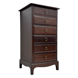Stag Minstrel - narrow mahogany pedestal chest, fitted with six drawers
