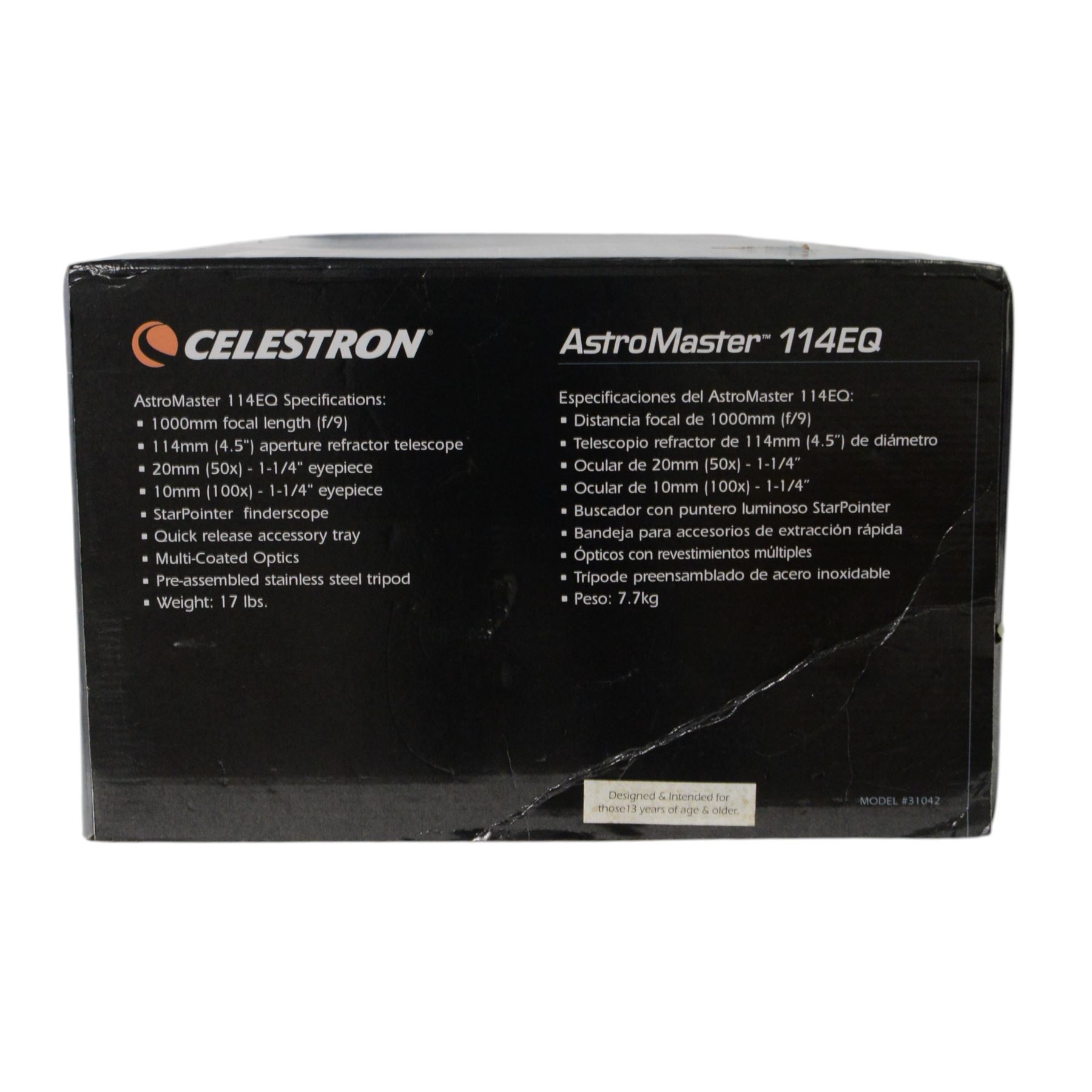 Celestron AstroMaster 114EQ telescope, boxed