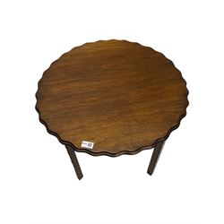 George III mahogany side table, two nests of tables, tripod table, pie-crust table, rush seat chair (5)
