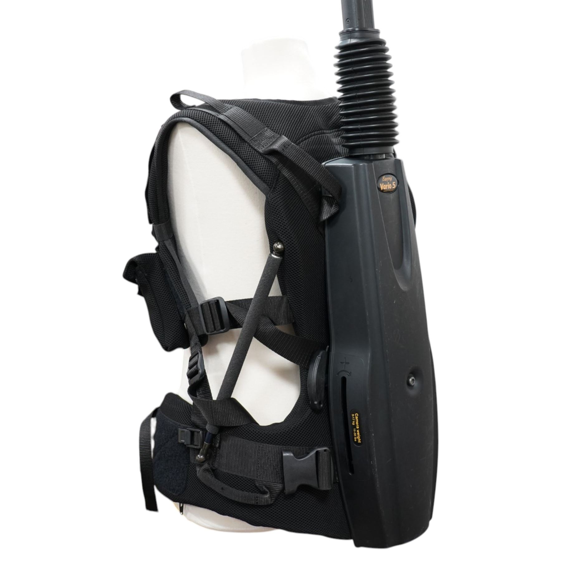 Easyrig Vario 5 Cinema Vest with Flowcine Serene arm, contained within an Easyrig bag