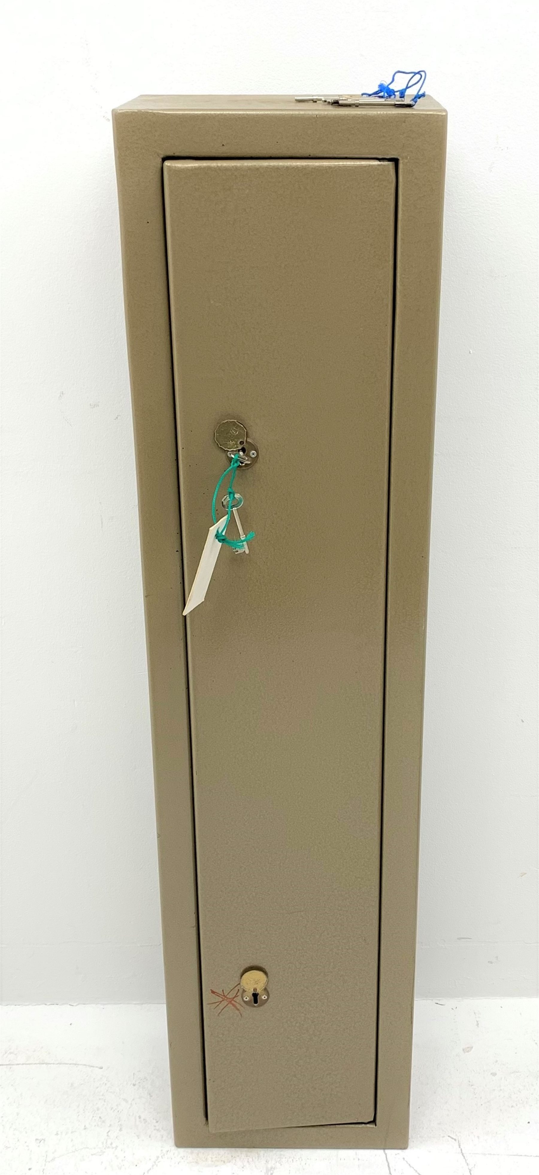 Steel gun with double locking single full length door for