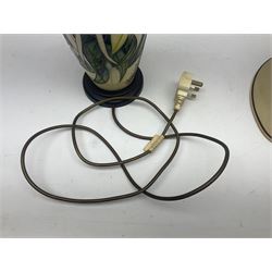 Moorcroft table lamp, Sesquipedale pattern of of baluster form, with shade  H21cm