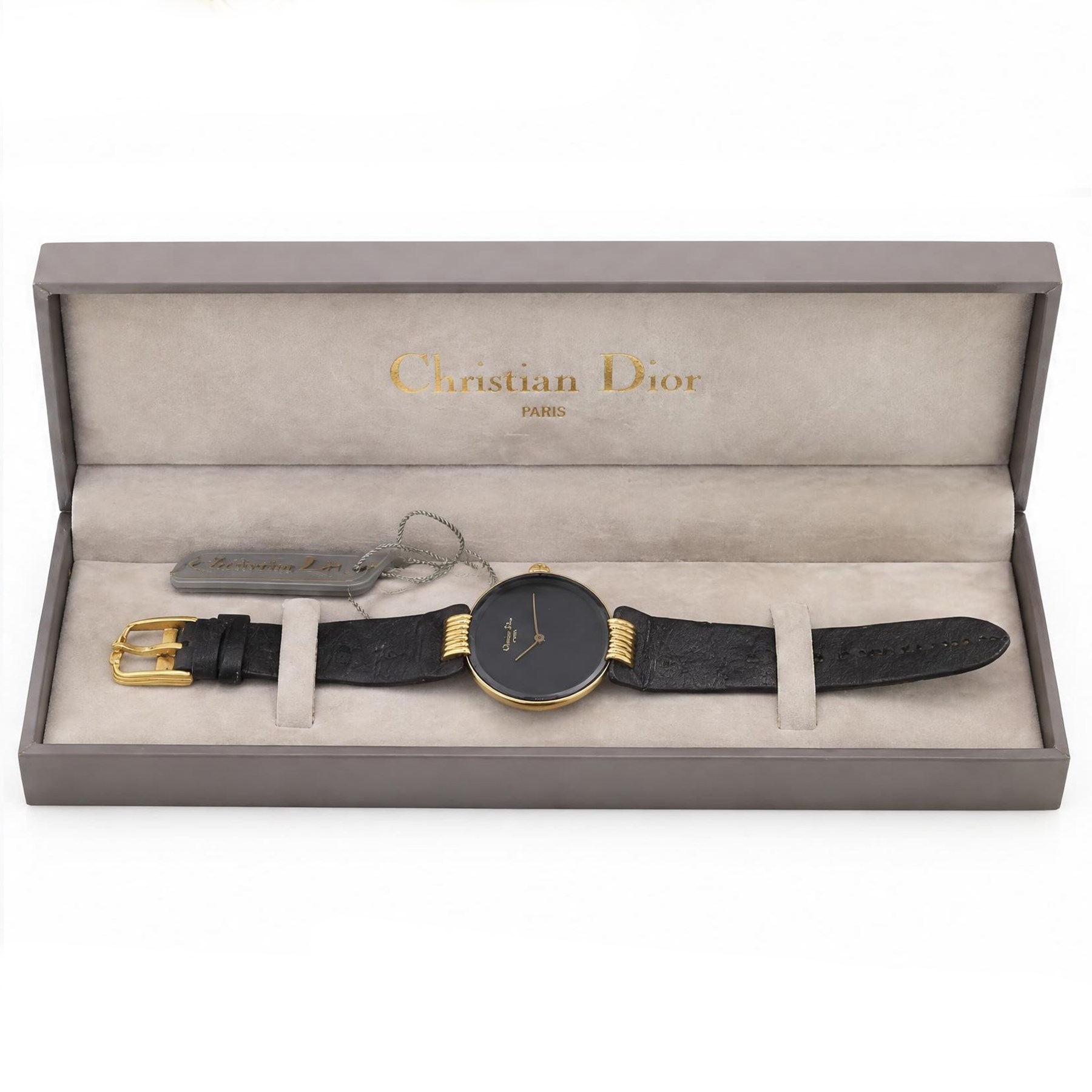 Christian Dior Bagheera Black Moon ladies gold-plated quartz wristwatch, boxed
