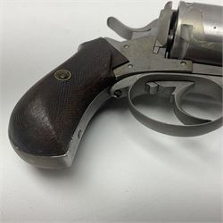 The major parts only of a British Bull-Dog .500 Boxer five-shot revolver comprising stripped down framework, cylinder, trigger with guard, functioning hammer and two-piece chequered grip; retailed by G. Goth Buenos Ayres; Belgian proof marks; L19.5cm overall; in fitted mahogany case 