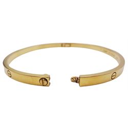 Cartier 18ct gold 'Love' Bangle, small model, hallmarked, with certificate 