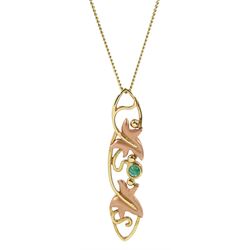 Clogau 9ct yellow and rose gold 'Lady of Caerphilly' cabochon emerald pendant necklace, hallmarked
