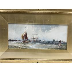Frank Henry Mason (Staithes Group 1875-1965): 'Scarborough' and 'Rotterdam', pair watercolours signed, titled on original Hare & Whitley labels verso 14cm x 32cm (2)