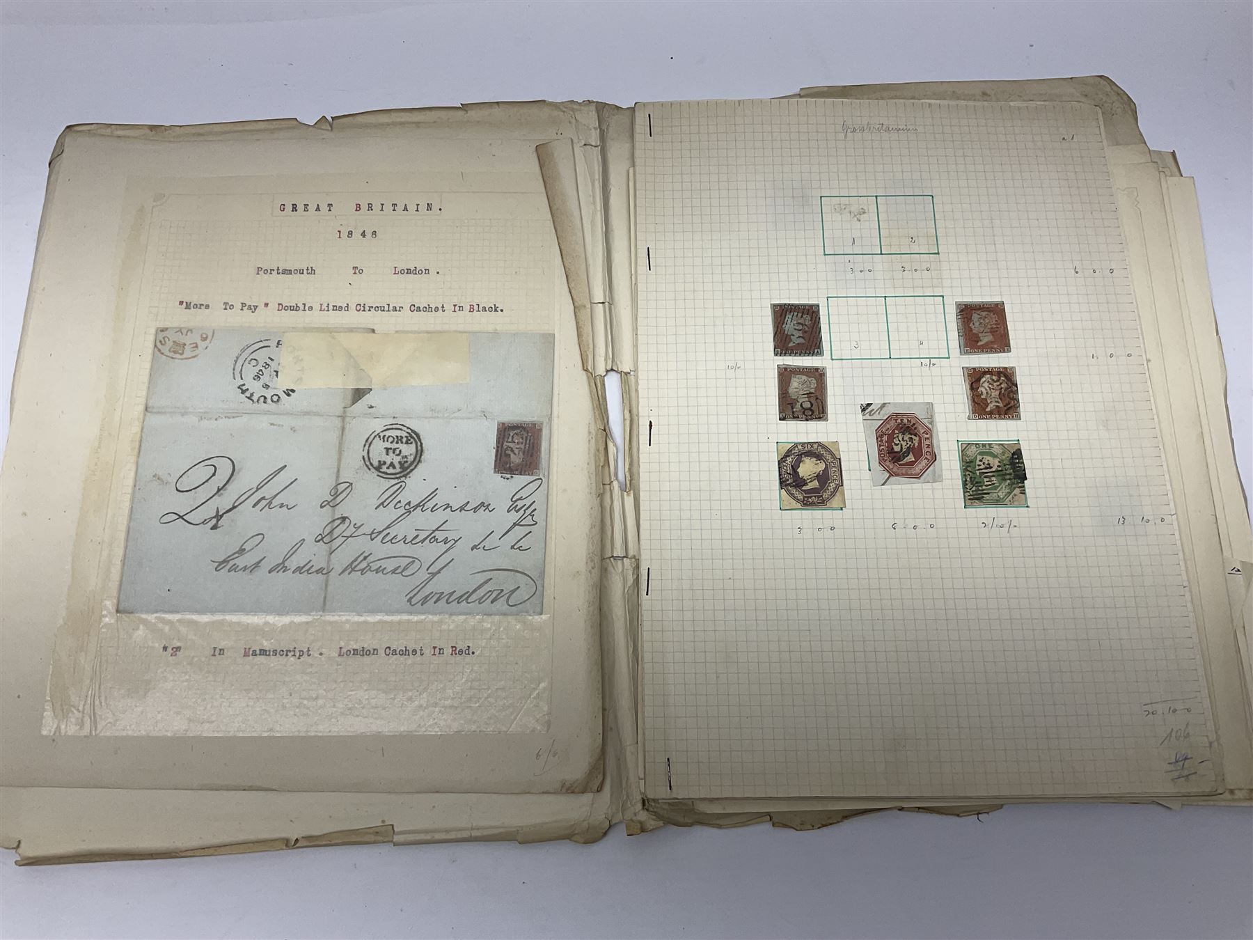 Mostly Great British Queen Victoria and later stamps, including imperf penny reds, 1841 two pence blues white lines added, imperf penny red on cover with 'More To Pay', half penny 'bantams', perf penny reds etc, in album, on pages and loose in packets