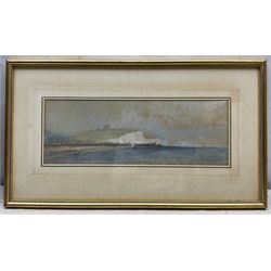 Paul Marny (French/British 1829-1914): Coastal Landscape, watercolour with scratching out signed 14cm x 40cm 
