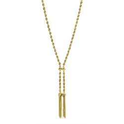 9ct gold rope twist tassel necklace, hallmarked