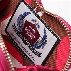 Osprey London - small heart-shaped coin zip purse, in pink mock-crocodile embossed leather, with gold-tone hardware