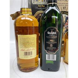 Glen Moray 12 Year Single Malt Highland Scotch Whisky, 70cl 40% vol, one bottle, in Highland Regiments The Black Watch presentation tin, Glenfiddich Pure Malt Scotch Whisky, Special Old Reserve, 70cl 40% vol, one bottle, in Clan Murray presentation tin, Bell's Extra Special Old Scotch Whisky, Aged 8 Years, 70cl 40% vol, one bottle, in box and Bell's Extra Special Old Scotch Whisky, 1l, 43% vol (4)