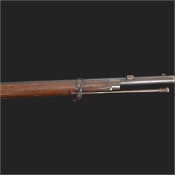 Snider-Enfield service rifle .577 calibre, barrel 33 in., tangent/ladder back sight, action marked with crowned V.R BSA & Co 1872, full stocked with two barrel bands, steel clearing rod, walnut stock marked Mx1 93 Birmingham, overall L124cm