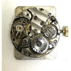 'Rolex' Unicorn gold-plated manual wind gentleman's rectangular wristwatch, on brown leather strap