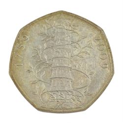 Queen Elizabeth II United Kingdom 2009 Kew Gardens fifty pence coin, from circulation