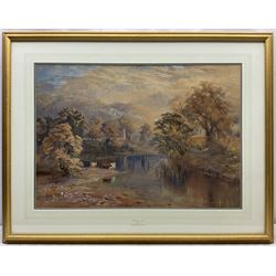 Joseph Charles Reed (British 1822-1877): 'Betws-y-Coed' North Wales, watercolour and gouache unsigned, original title label verso 52cm x 74cm