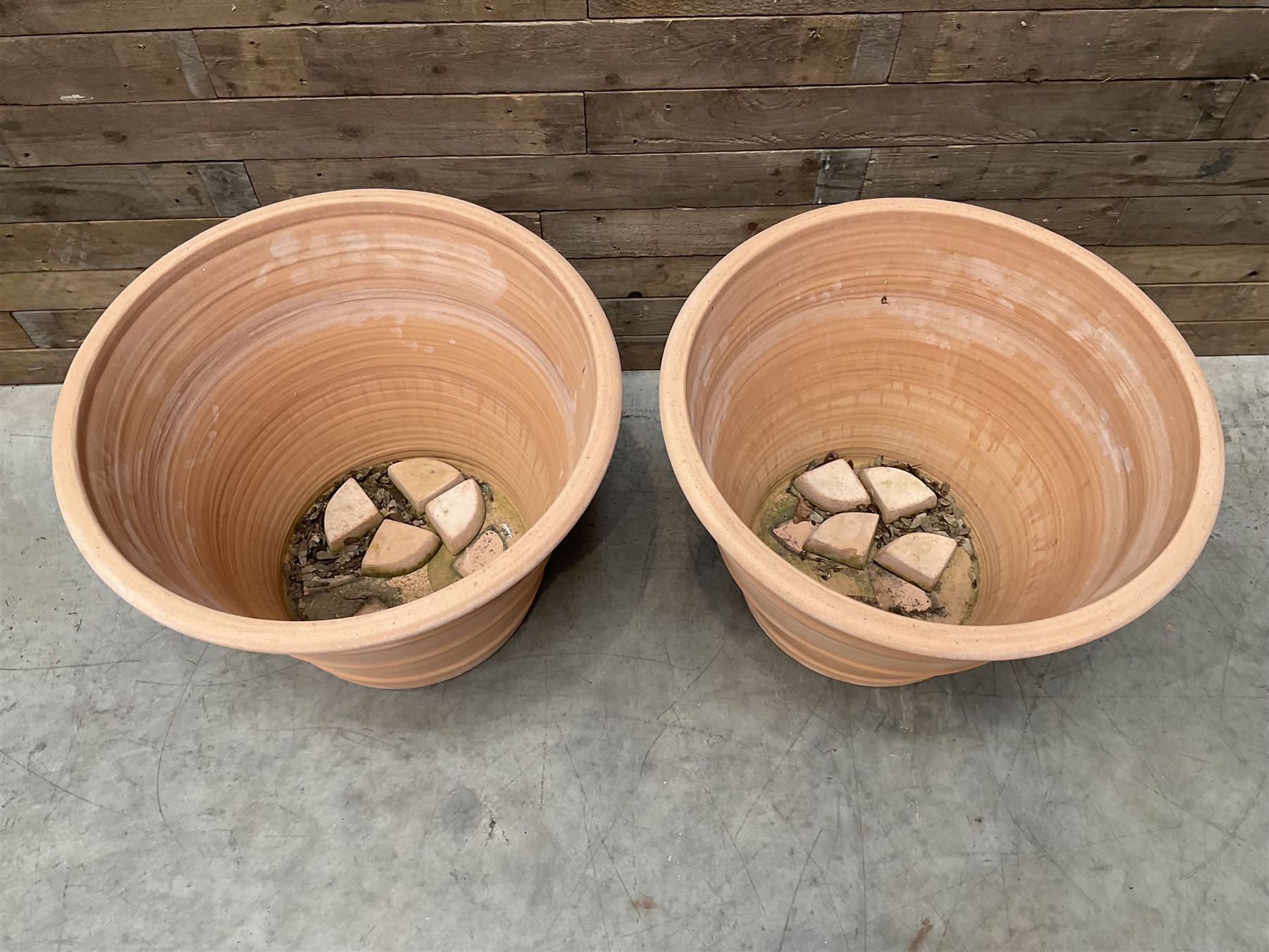 Pair terracotta planters