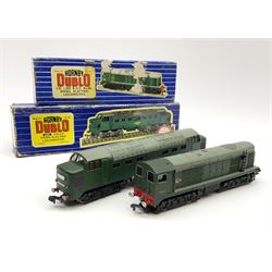 Hornby Dublo - three-rail Deltic Type Diesel Co-Co locomotive; and Class 20 1000 B.H.P. Bo-Bo Diesel Electric locomotive No.D8000; both in blue striped boxes (2)