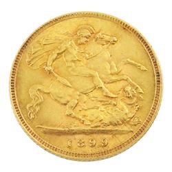 Queen Victoria 1899 gold half sovereign coin