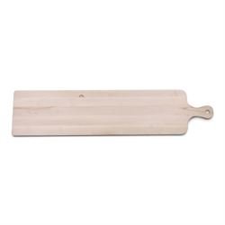 Wooden cheeseboard of rectangular form, upon four turned bun feet, H130cm W29cm