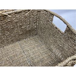 Woven basket of rectangular form with hinged lid, L50cm