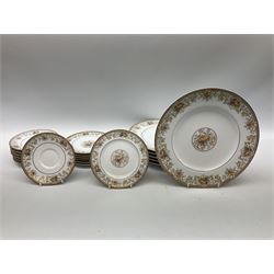 Noritake Ireland tea and dinner wears, comprising of teapot, milk jug, covered sucrier, seven teacups and saucers, seven dessert plates, six dinner plates, seven side plates, five bowls two serving dishes, one lidded tureen and a gravy boat and dish