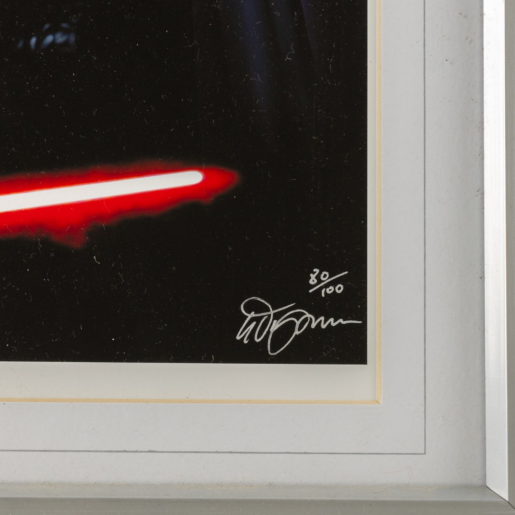Five framed Cards Inc Star Wars Revenge of the Sith prints, comprising Mace Windu, Yoda, C-3PO, Darth Vader and R2-D2, the R2-D2 example signed by actor Kenny Baker, together with a collection of six smaller limited edition Star Wars art prints, largest H39cm (11)