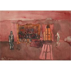 Patrick Procktor (British 1936-2003): 'Rimbaud and Verlaine - First Meeting', watercolour signed and dated '69, titled on label verso 24cm x 34cm
Provenance: purchased from The Redfearn Gallery, London, May 1972