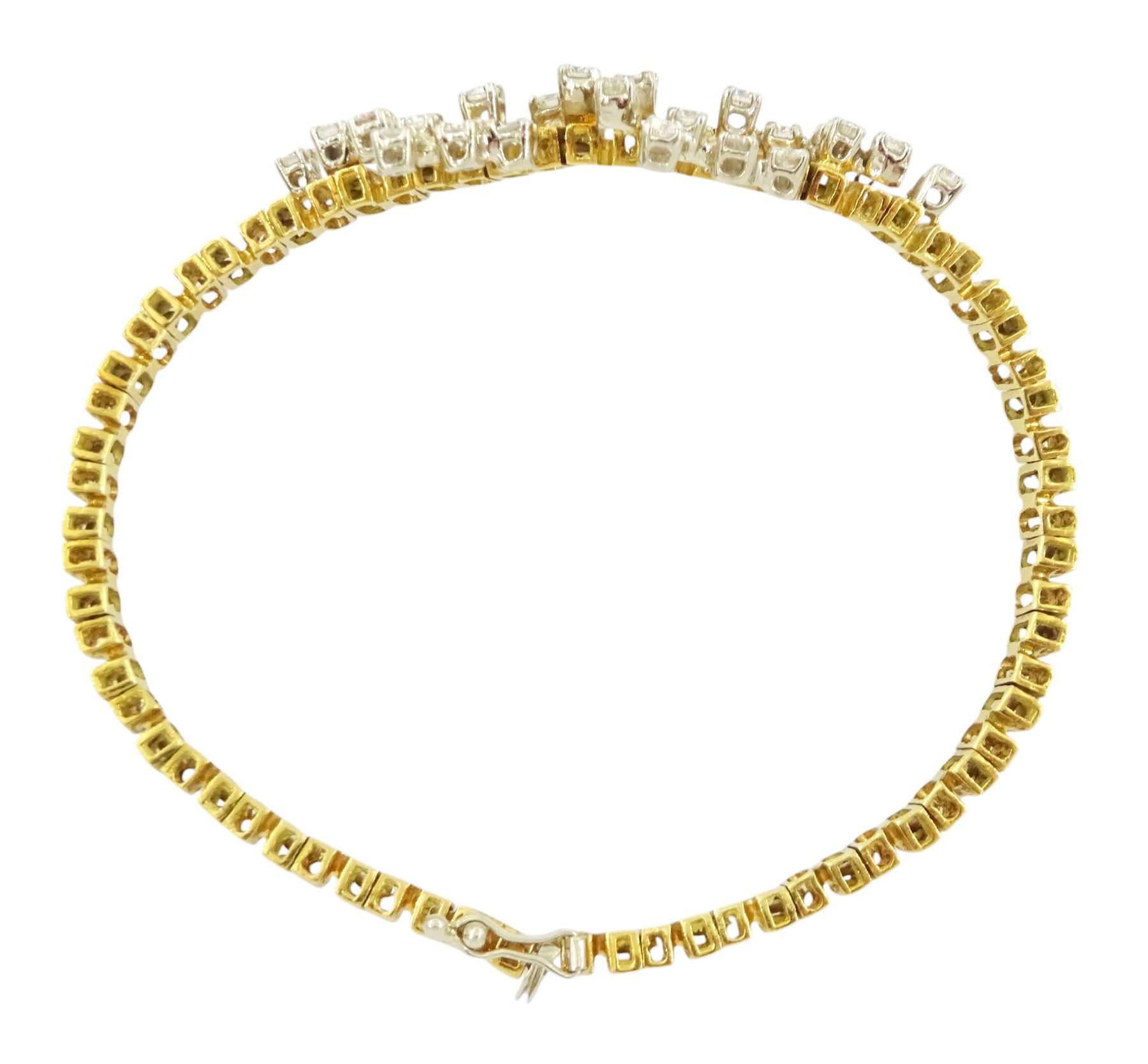 18ct gold round brilliant cut diamond abstract scatter bracelet, stamped, total diamond weight approx 1.50 carat