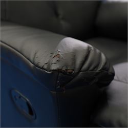 Two reclining armchairs upholstered in black faux leather