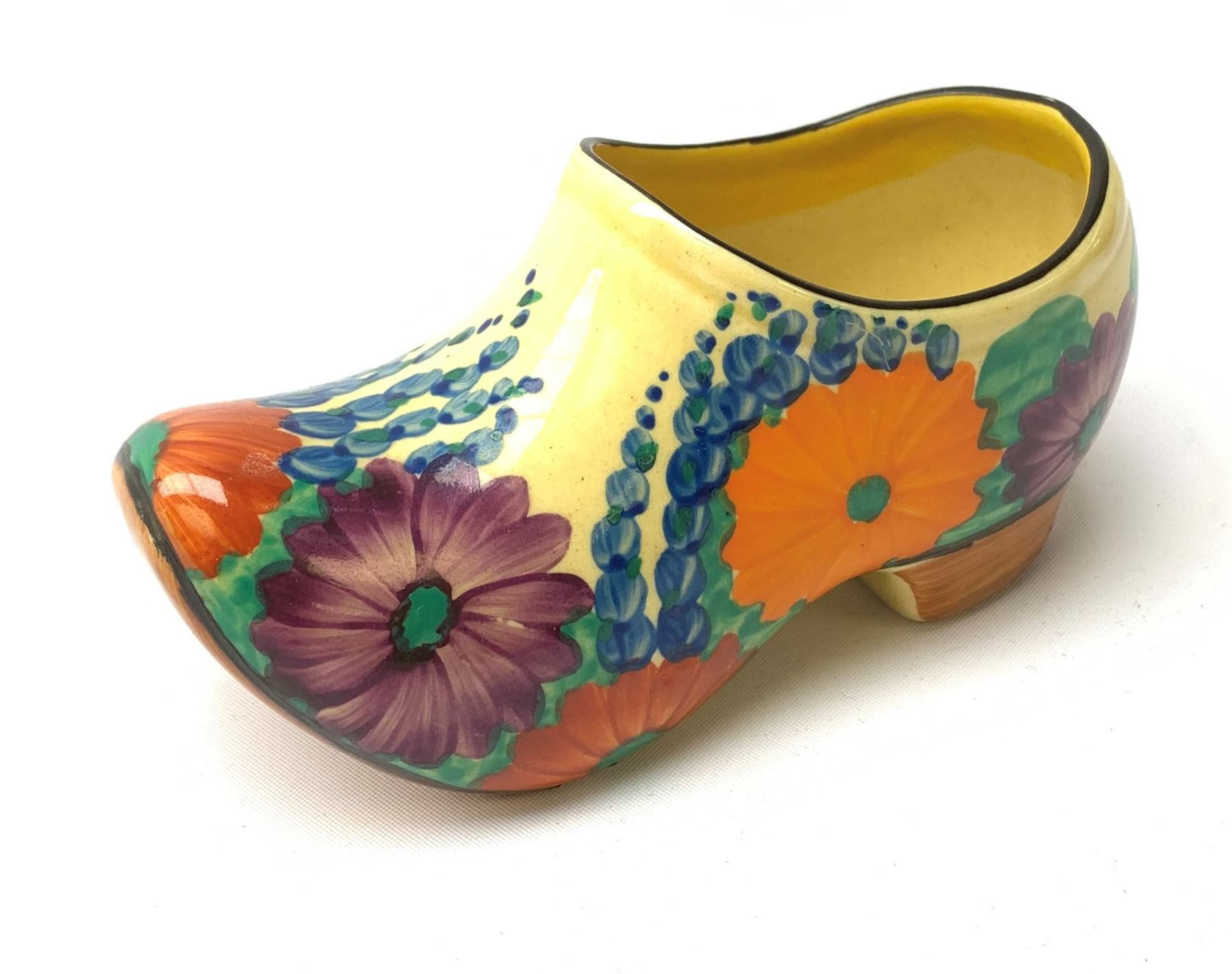Clarice Cliff Bizarre 'Gayday' pattern Clog, L11.5cm 