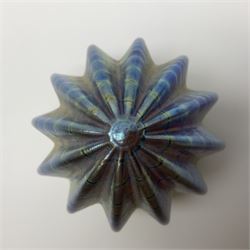 Robert Held iridescent art glass sea urchin paperweight, signed to underside, together with Murano glass clown and a collection of other glass paperweights and animals, etc 