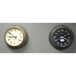  'Magneta Electric' circular electric slave clock, 'Synchronome' circular beech cased slave clock and two other slave clocks  