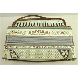  Italian Soprani piano accordion with a selection of vintage sheet music  